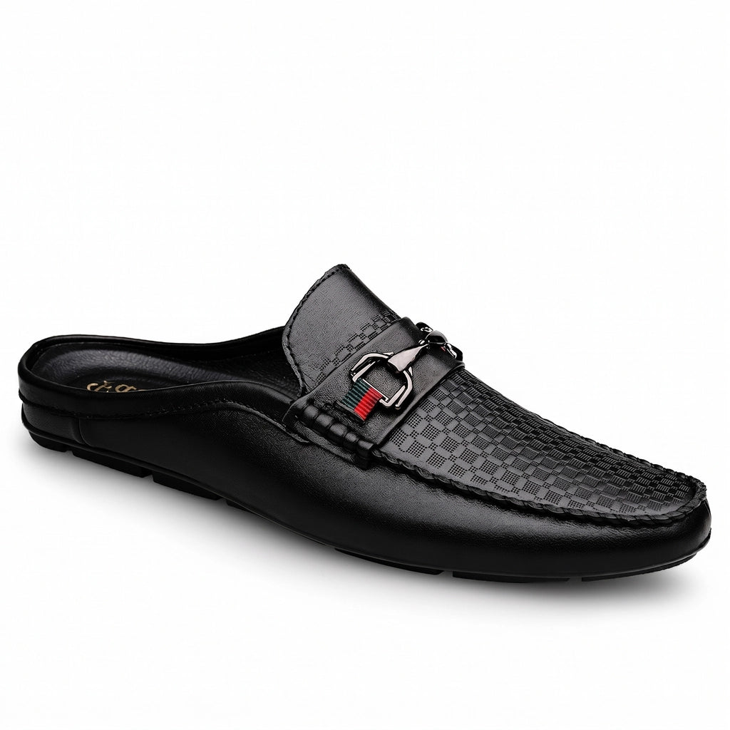 Black Julian Vance Buckle Mules 1