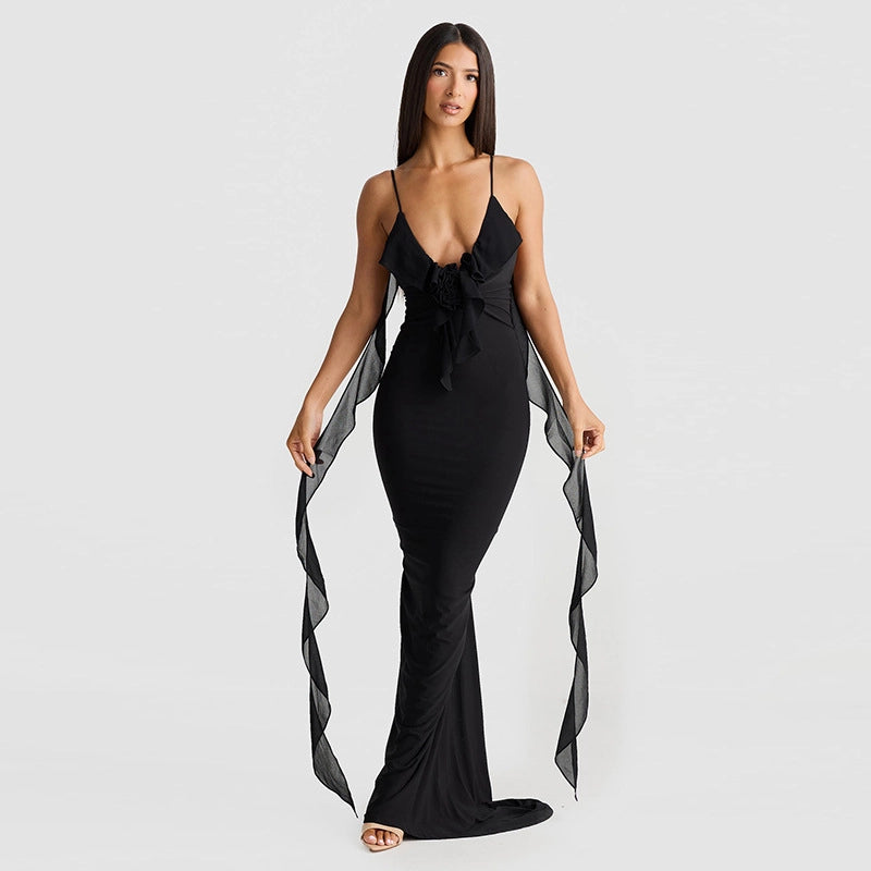 Elena V-Neck Fishtail Gown 7