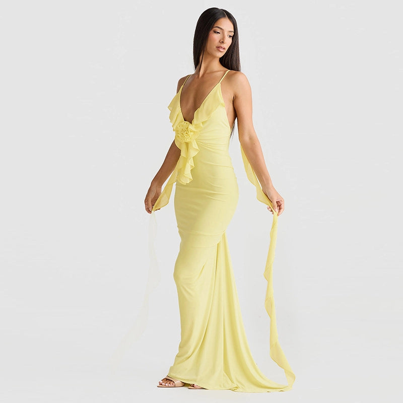Elena V-Neck Fishtail Gown 8