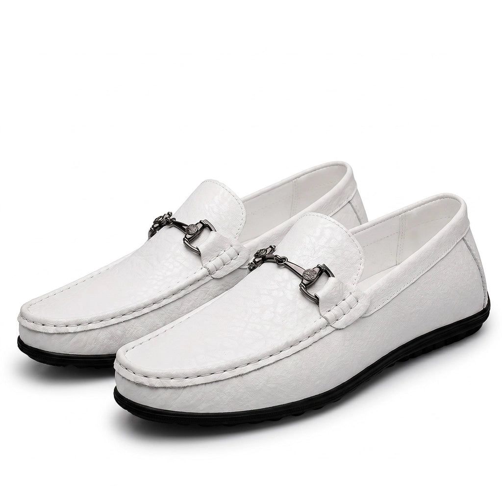 White Maxim Leather Slip-On Loafers 1