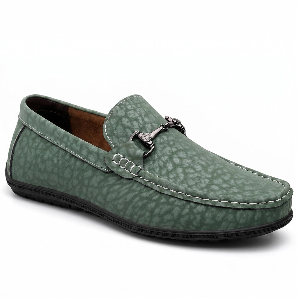 Green Maxim Leather Slip-On Loafers 1