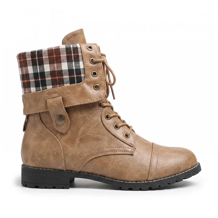Women's Beige Lucinda Chunky Lace Up Boots