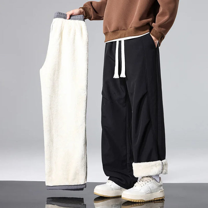 Aaryan | Men's Cuffed Fleece Sweatpants  - Color:Black;Size:S