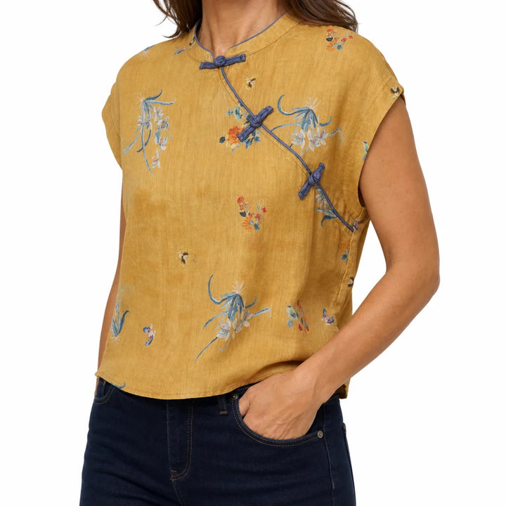 Women's Yellow Drake Cotton Button Top