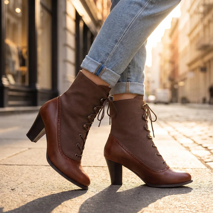 Abigail Heeled Boots - Color:Brown;Size:35