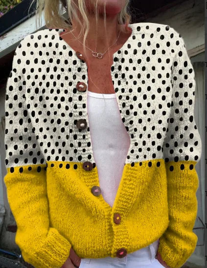 Abigail | Women's Vintage Knit Cardigan Sweater  - Size:XS;Color:Yellow