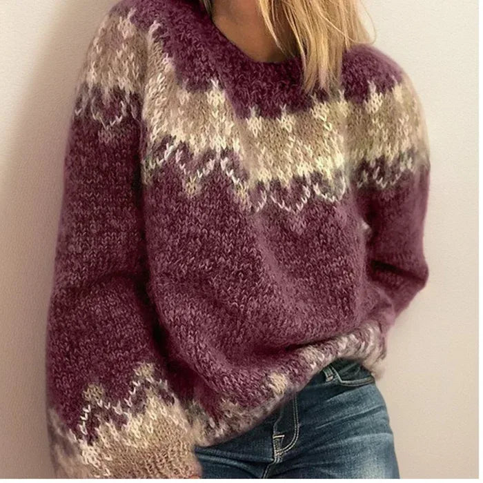 Ada | Women's Chunky Knit Sweater  - Color:Red;Size:XS