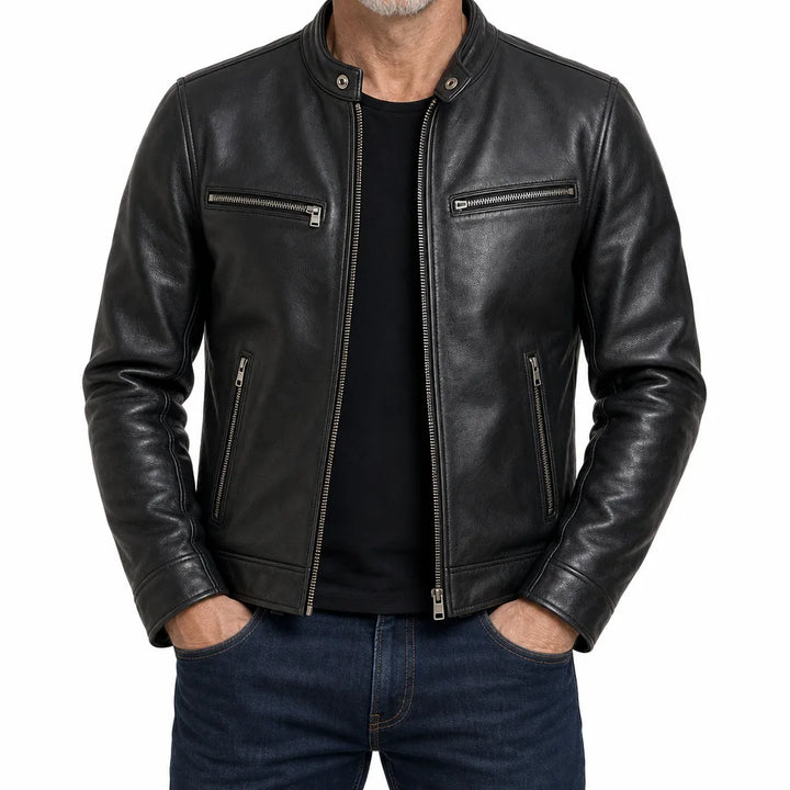 Adrian | Men's Fall Leather Jacket - Color:Black;Size:XS