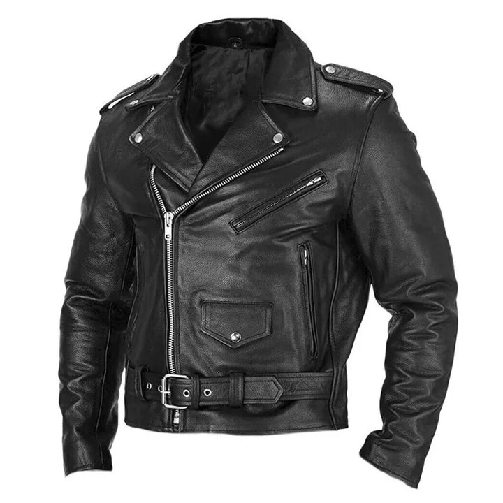 Adrian | Men's Moto Bomber Jacket  - Color:Black;Size:S