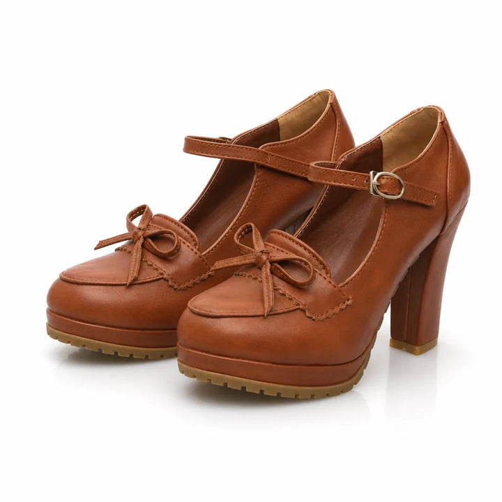 Women's Light Brown Wyatt | Women's Bow-Tie Mary Jane Heels  (Copy)
