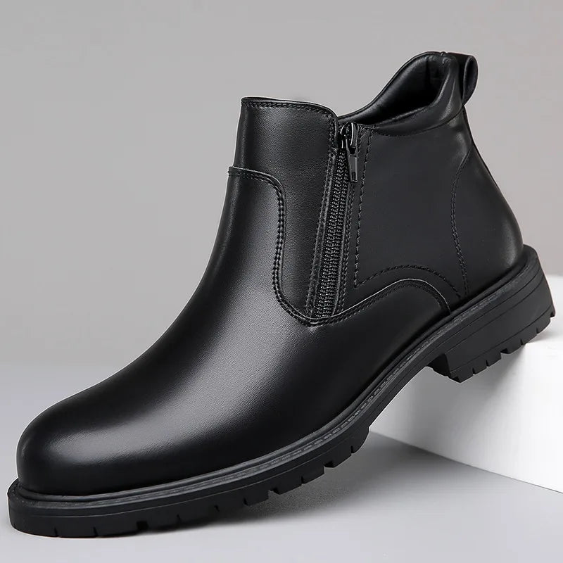 Aidan | Men's Side-Zip Ankle Boots  - Color:Black;Size:38