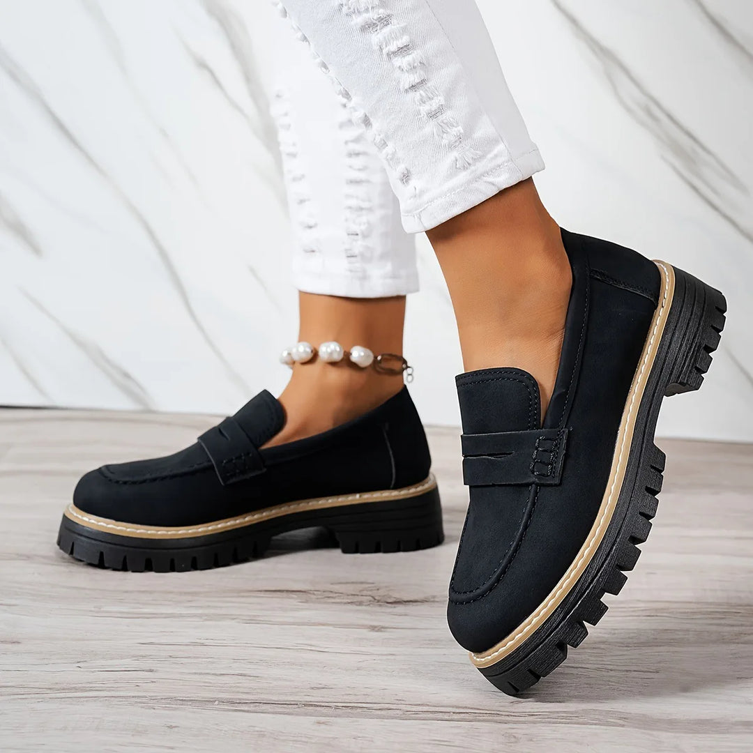 Alaira | Women's Orthopedic Heeled Loafers - Color:Black;Size:36