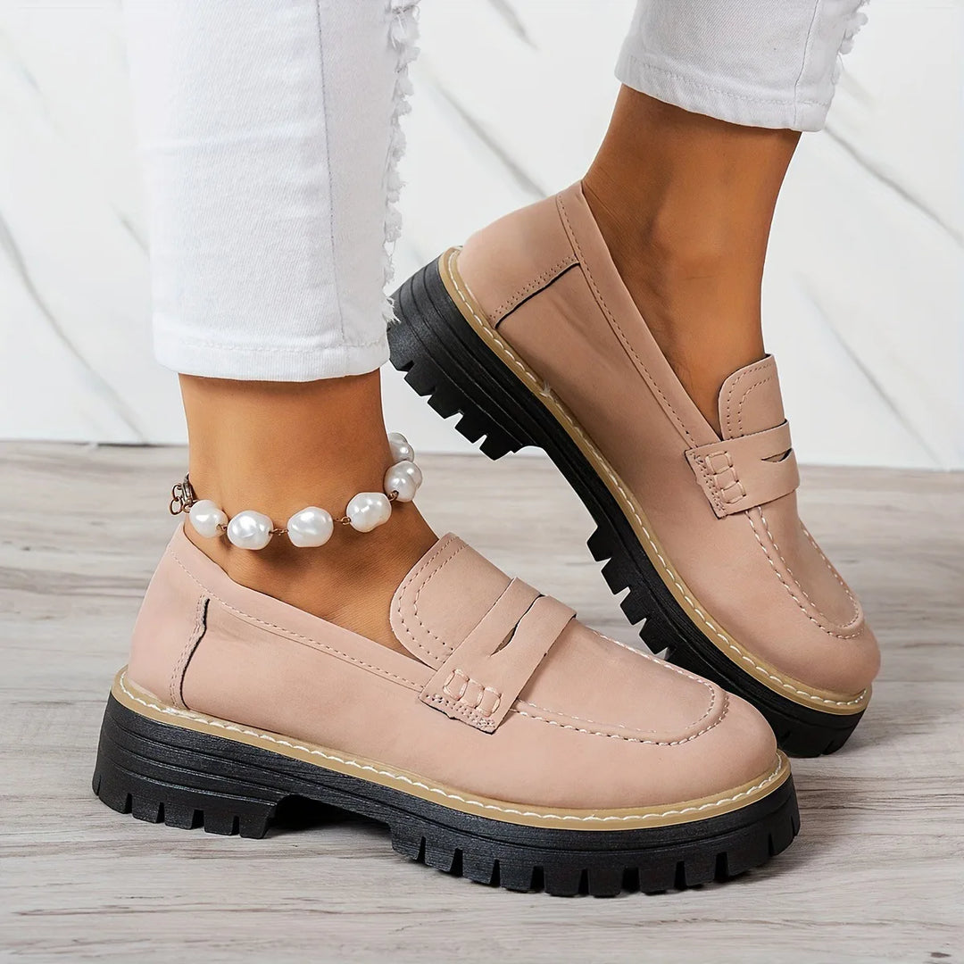 Alaira | Women's Orthopedic Heeled Loafers - Color:Khaki;Size:36