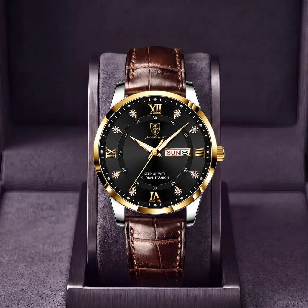 Alden | Mens Vintage Leather Watch - Color:Brown/Black