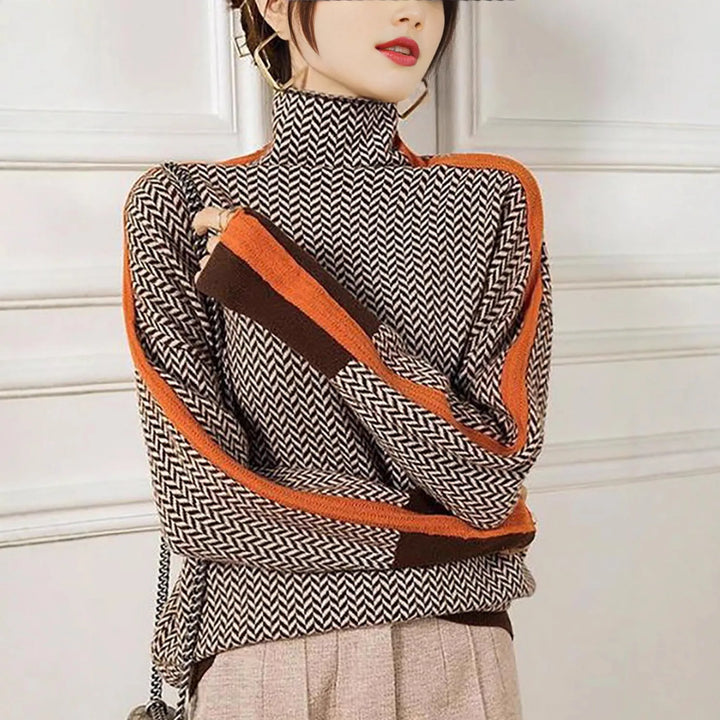 Women's Aleeza | Women's Herringbone Turtleneck Sweater