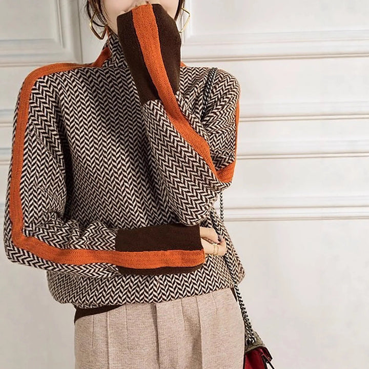 Women's Aleeza | Women's Herringbone Turtleneck Sweater
