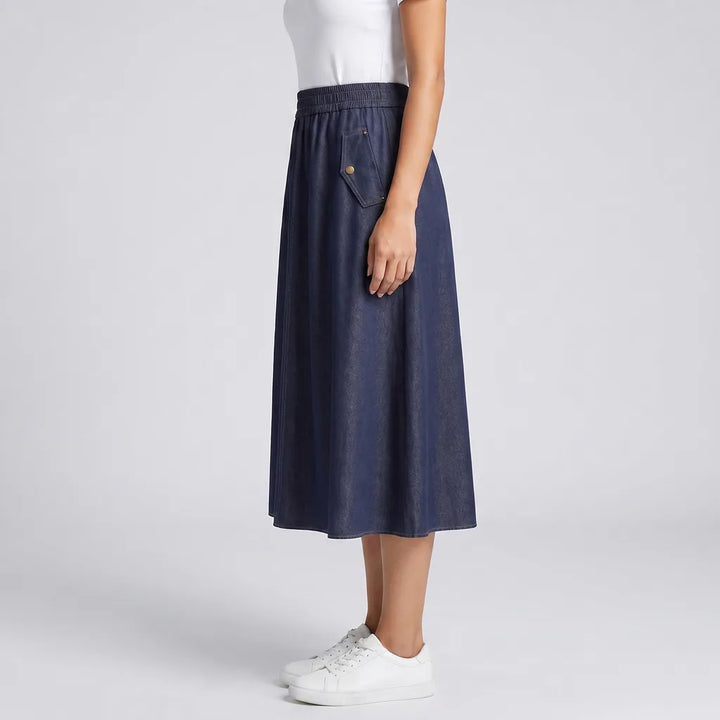 Women's Blue Alessandra A Line Midi Skirt