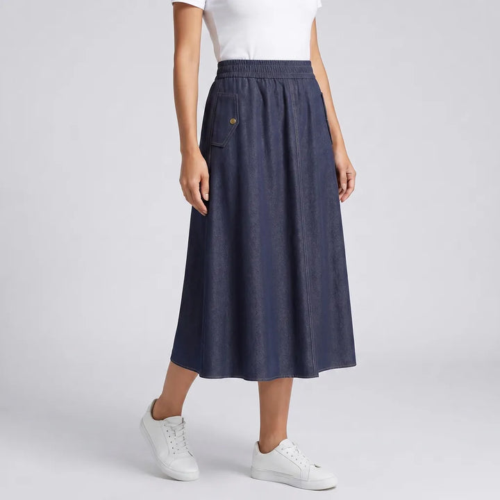 Women's Blue Alessandra A Line Midi Skirt