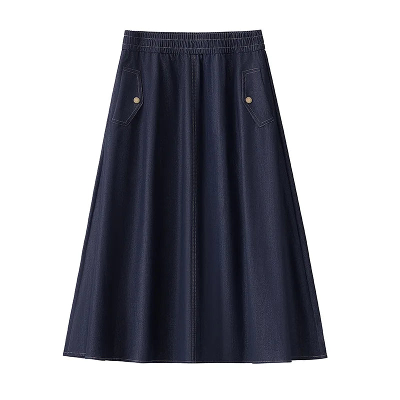 Women's Blue Alessandra A-Line Midi Skirt