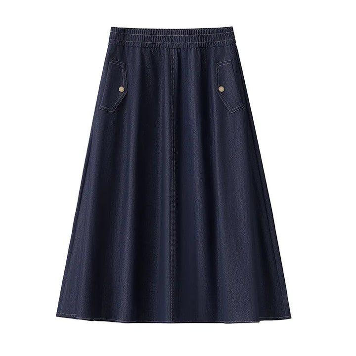 Women's Blue Alessandra A-Line Midi Skirt