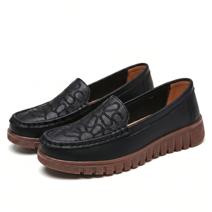 Alessia Leather Slip-On Loafers - Color:Black;Size:35
