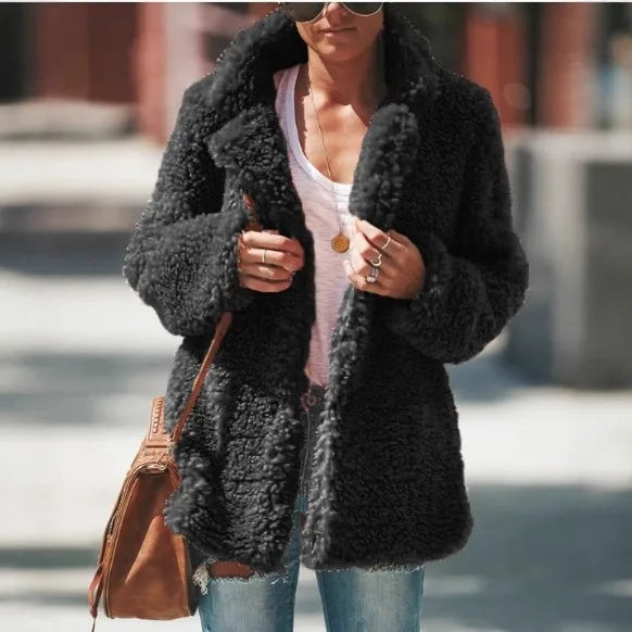 Alessia | Women's Soft Teddy Coat  - Size:XS;Color:Dark Gray