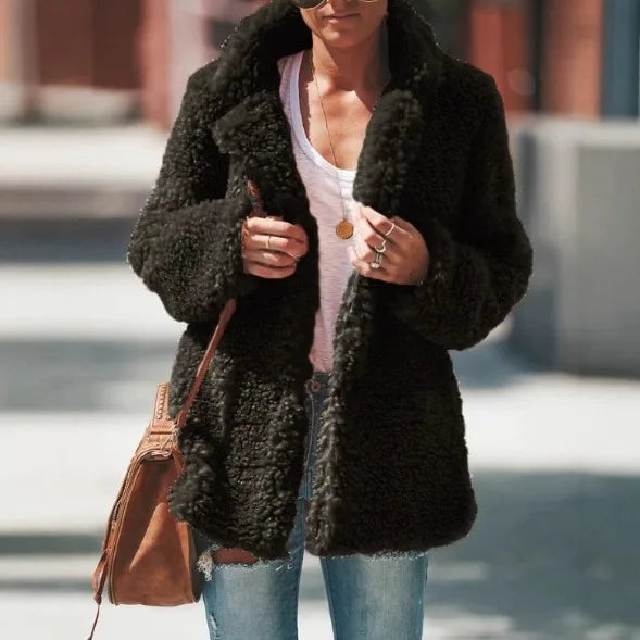 Alessia | Women's Soft Teddy Coat  - Size:XS;Color:Dark Green