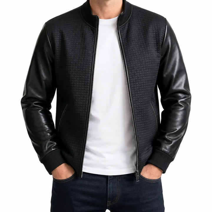 Alexander | Men's Color-Block Bomber Jacket  - Color:Black;Size:XS