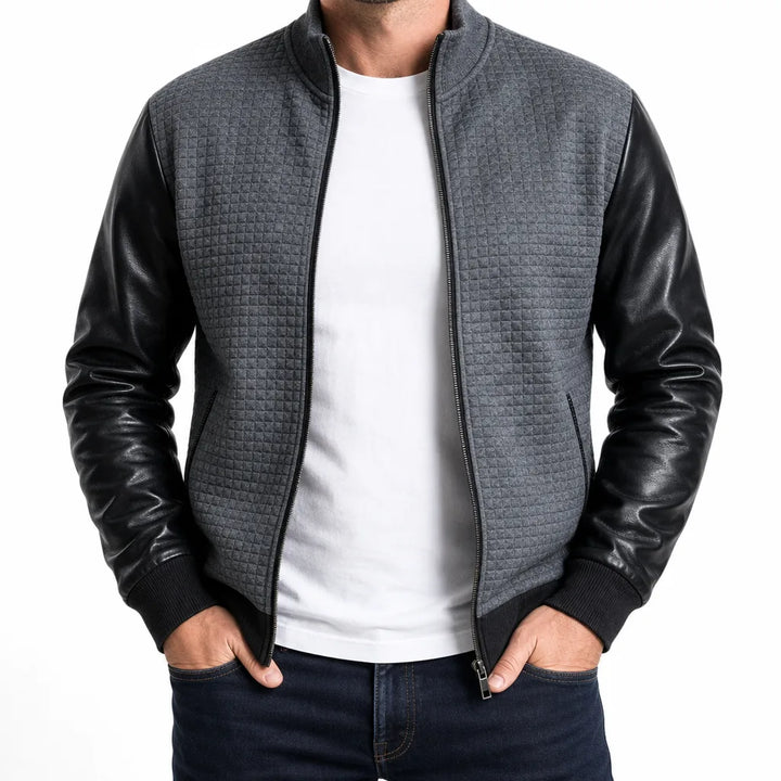 Alexander | Men's Color-Block Bomber Jacket  - Color:Gray;Size:XS