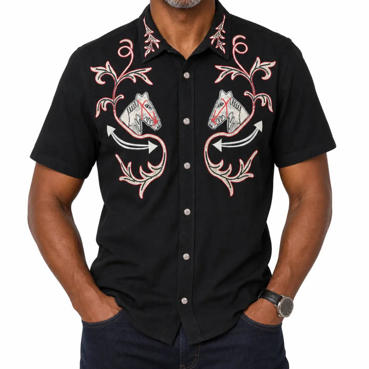 Alfie | Cowboy Western Style Shirt - Color:Black;Size:XS