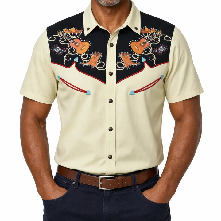 Alfie | Cowboy Western Style Shirt - Color:Dark Green;Size:3XL