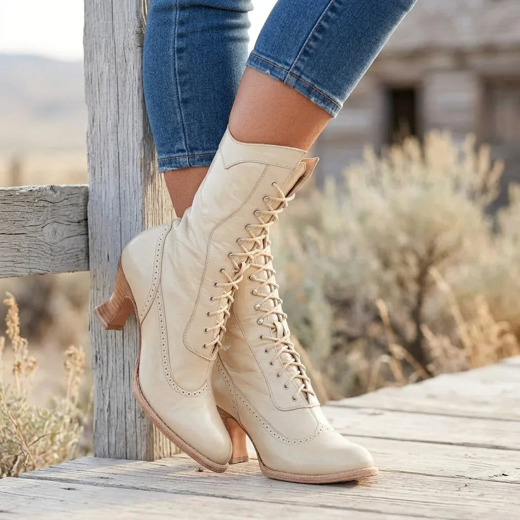 Alice | Women's Western Vintage Boots  - Color:White;Size:35