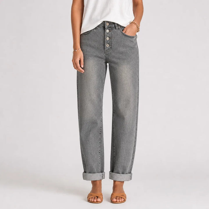 Alisa | Baggy Wide Leg Jeans - Color:Grey;Size:XS