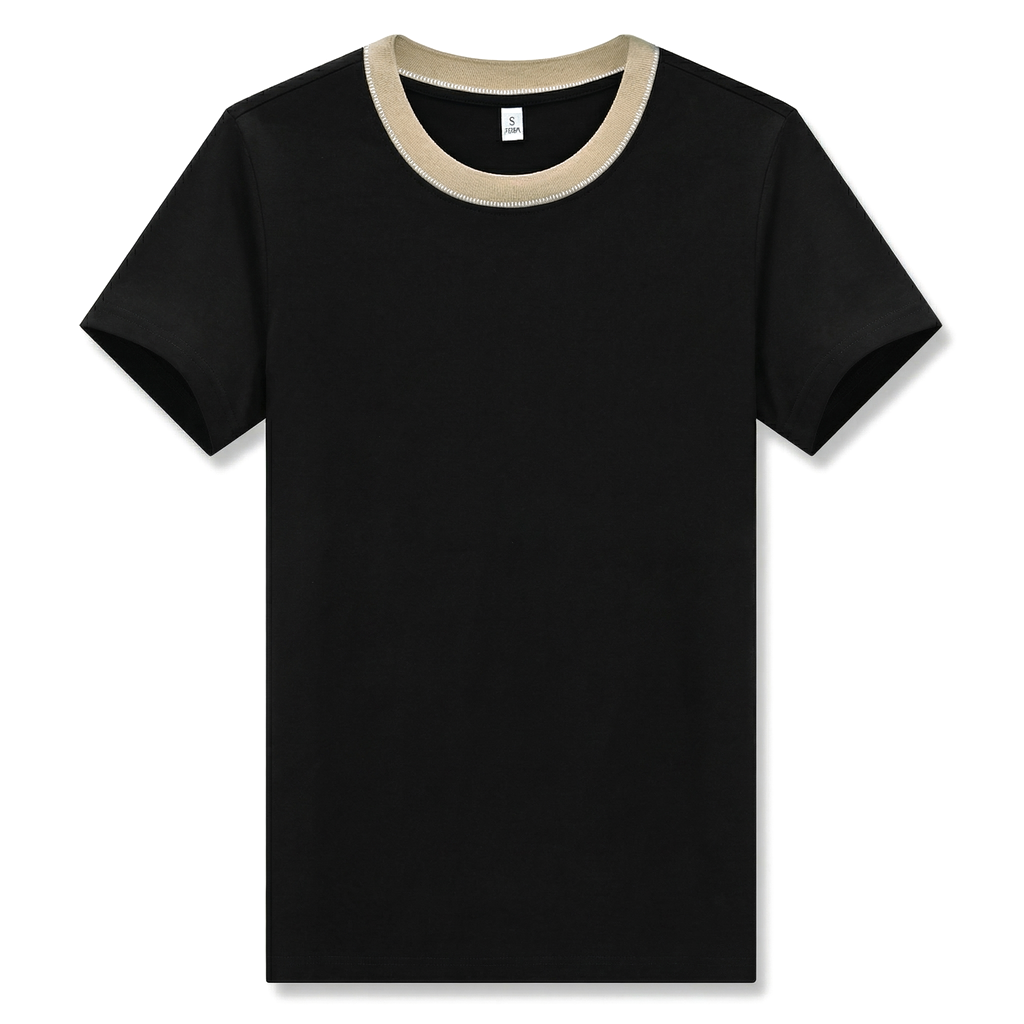 Alister Cotton Crewneck Tee - Color:Deep Black;Size:S