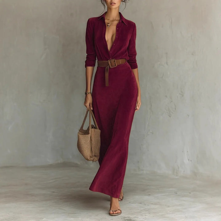 Amani | Women's Vintage Elegant Evening Dress  - Color:Wine Red;Size:XS