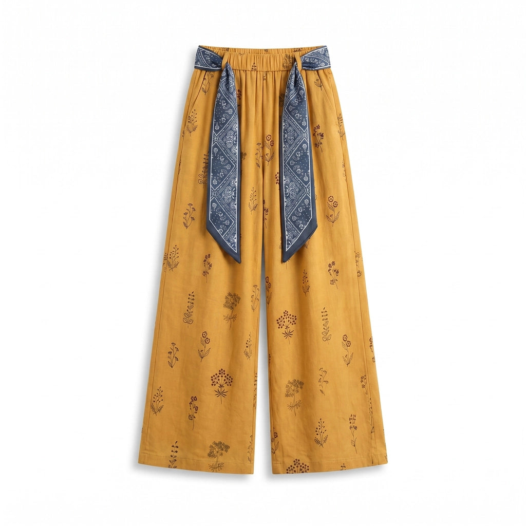 Amara Wide-Leg Trousers - Color:Yellow;Size:XS