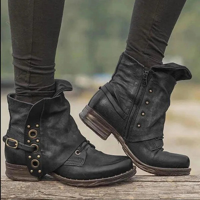 Amaya | Women's Orthopedic Western Boots   - Color:Black;Size:35