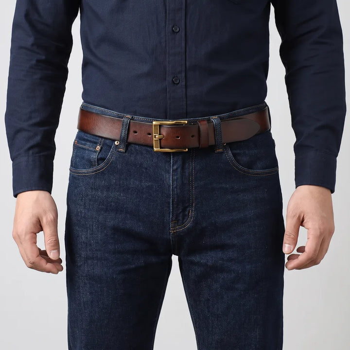 Men's Brown Garrett Washed Leather Belt