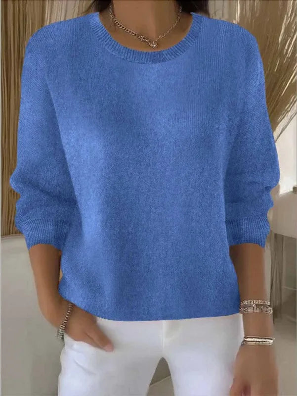 Ameera | Women's Relaxed Soft Knit Sweater  - Size:XS;Color:Blue