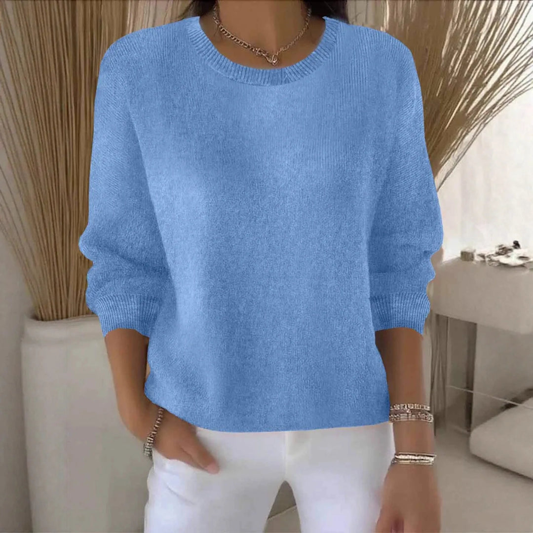 Ameera | Women's Relaxed Soft Knit Sweater  - Size:XS;Color:Light Blue