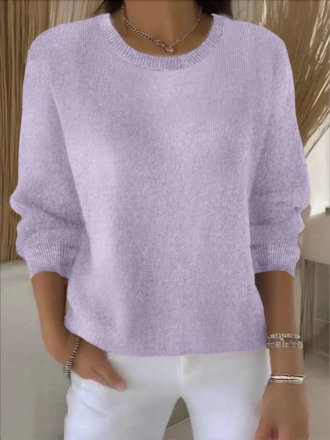 Ameera | Women's Relaxed Soft Knit Sweater  - Size:XS;Color:Light Purple