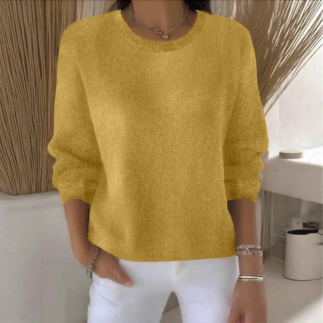 Ameera | Women's Relaxed Soft Knit Sweater  - Size:XS;Color:Yellow