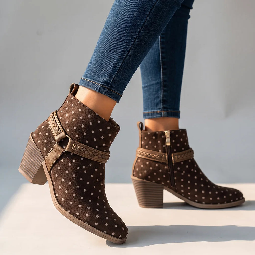 Anais | Women's Orthopedic Buckle Ankle Boots  - Color:Brown;Size:36