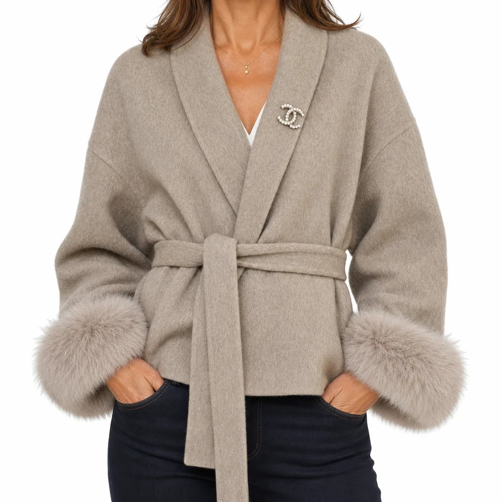 Anastasia | Women's Short Cropped Trench Coat - Color:Beige;Size:XS