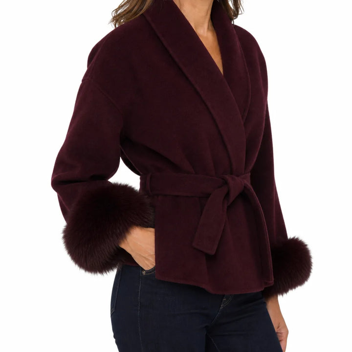 Women's Red Stockton Wool Wrap Coat
