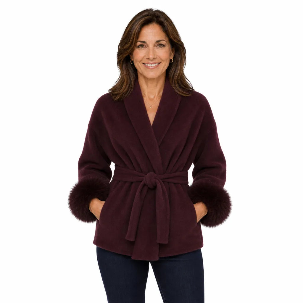 Women's Red Stockton Wool Wrap Coat