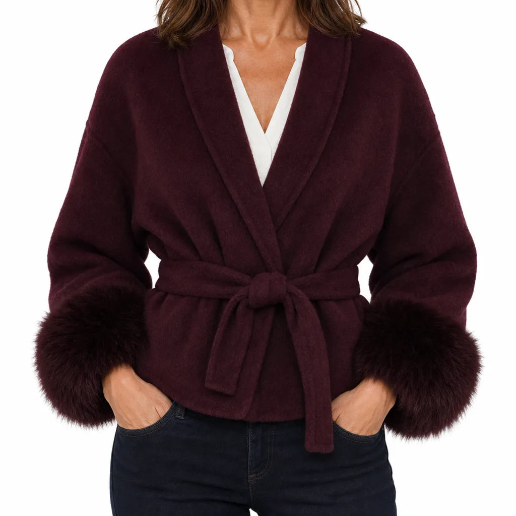 Anastasia | Women's Short Cropped Trench Coat - Color:Red;Size:XS