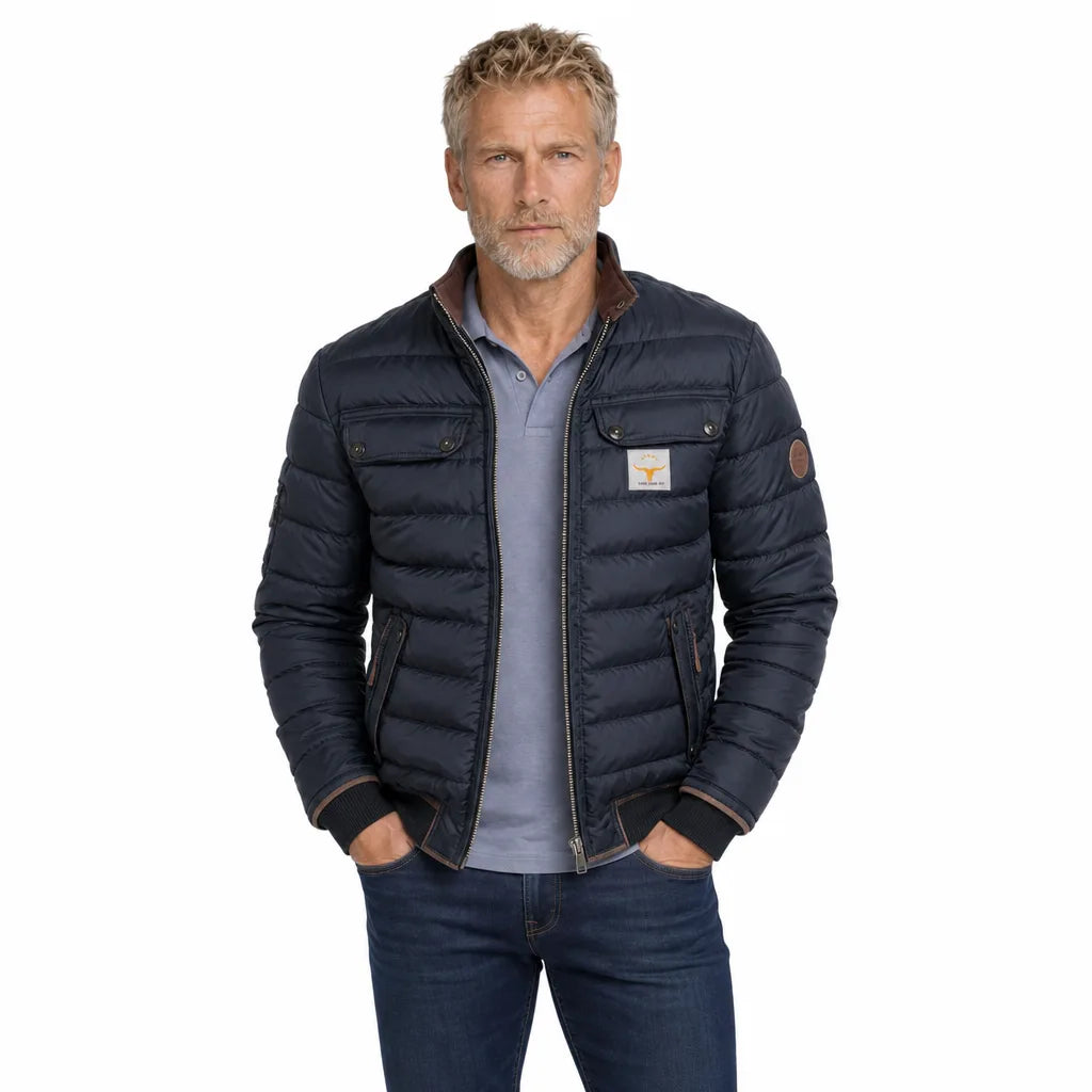 Men's Blue Ezra Quilted Zip Jacket