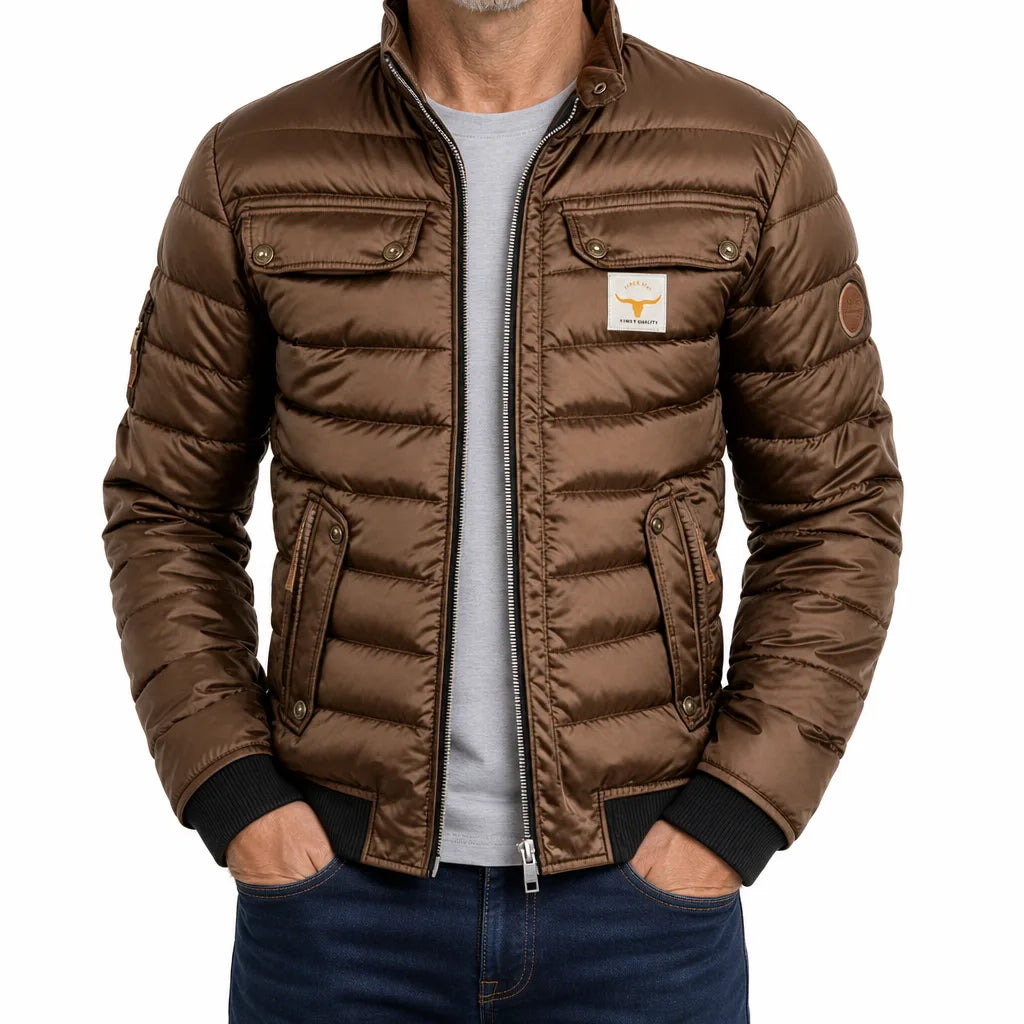 Anders | Men's Stylish Quilted Jacket for Fall - Color:Brown;Size:XS