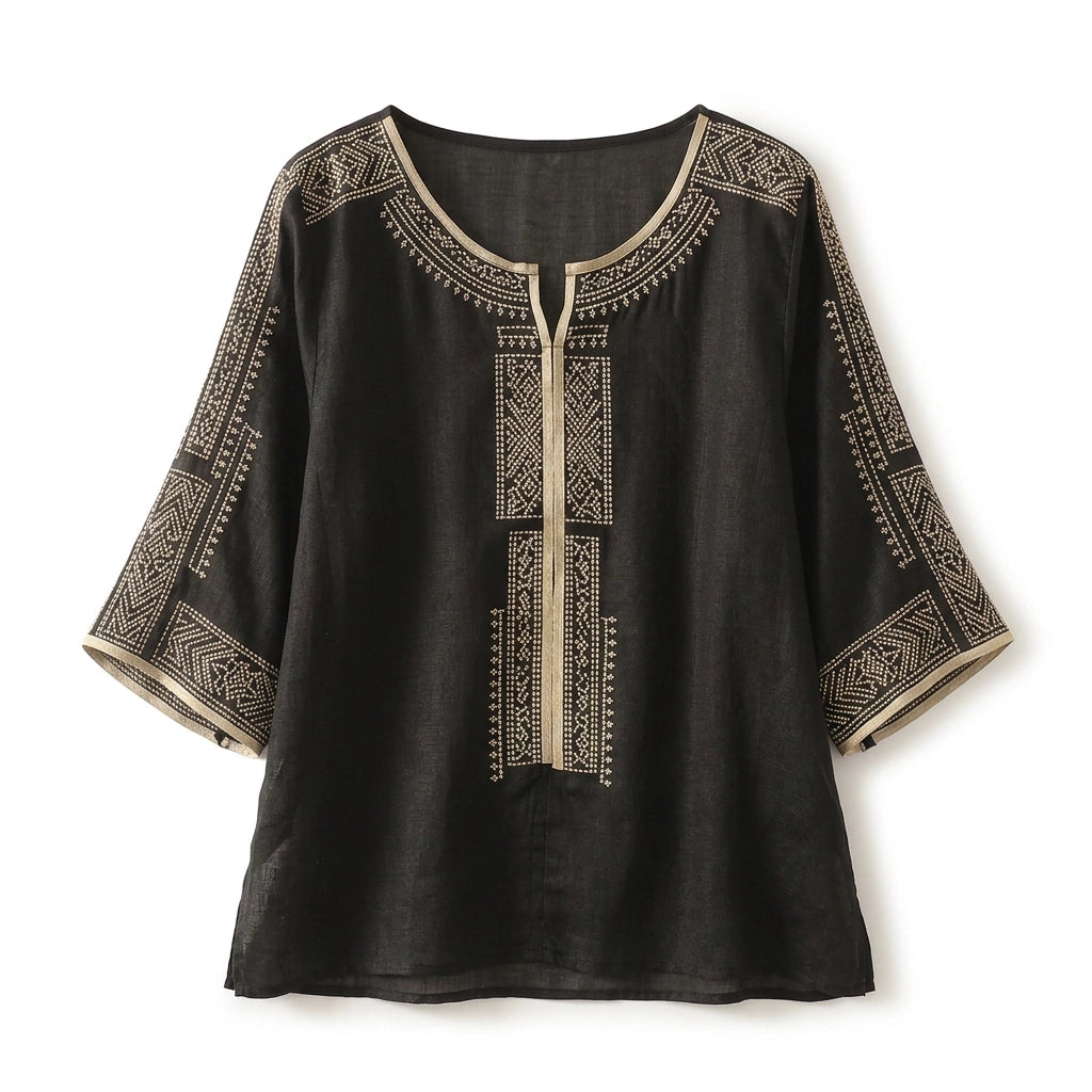 Aneesa Embroidered Top - Color:Black;Size:S